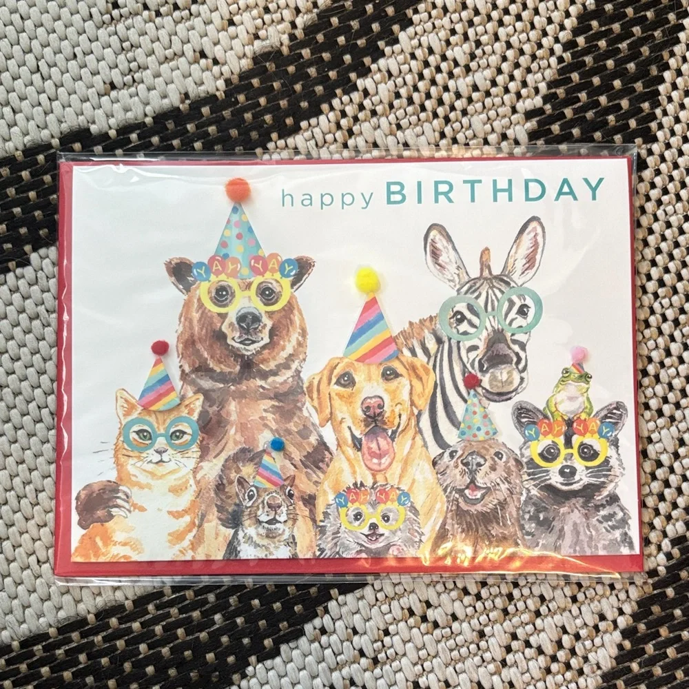 🆕Papyrus Party Animals In Hats Birthday Greeting Card